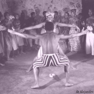 Una pareja de negros peruanos bailando.